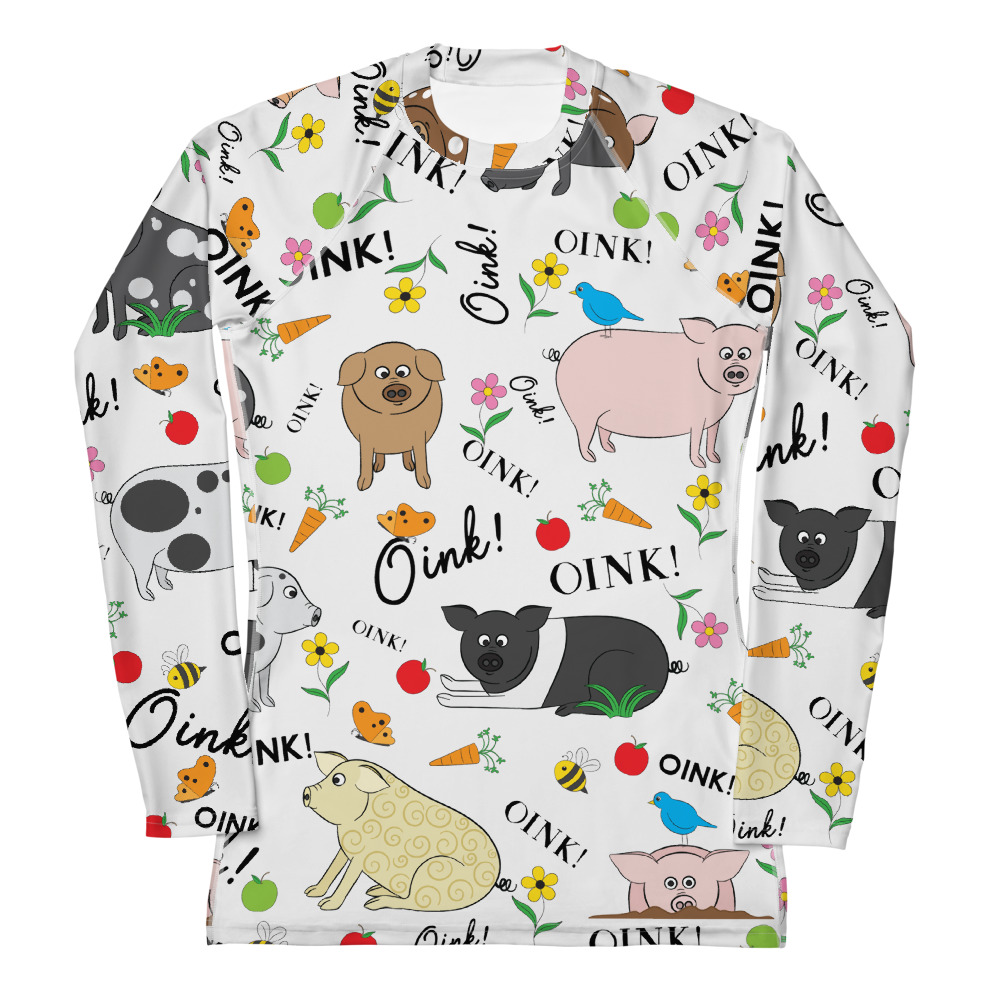 Oink Piggies All-Over-Print Women’s Long Sleeve Shirt | Piggins and ...