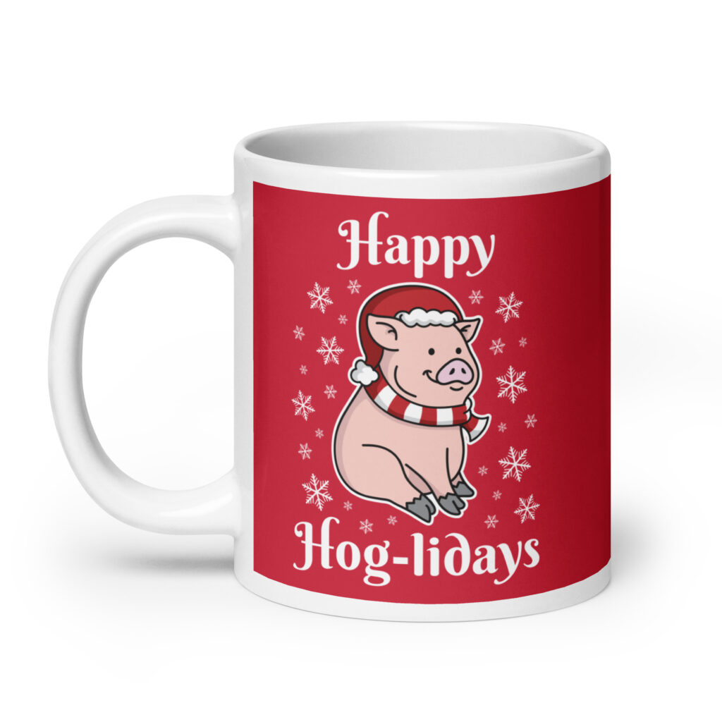 happy hog-lidays coffee mug