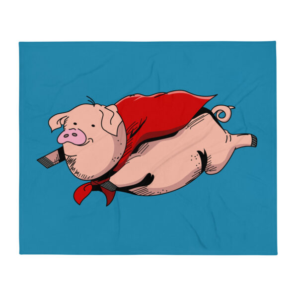 Flying Super Pig Throw Blanket