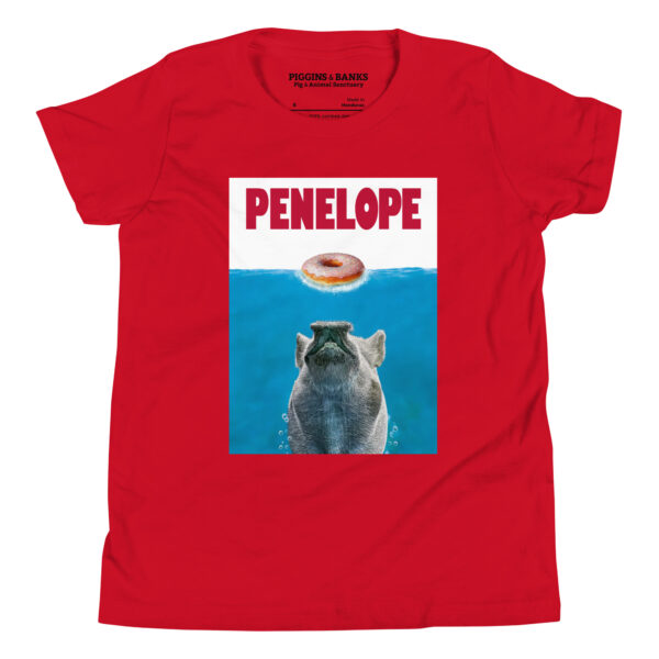 Penelope the Pig as Jaws Youth T-Shirt - Image 3
