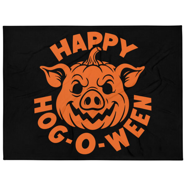 Happy Hog-o-ween Pig Halloween Throw Blanket - Image 2